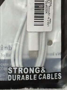 USB-C to Lightning Charging Cable – White Durable Cable